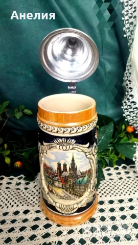 Халба за бира с метален капак , снимка 3 - Чаши - 52084264