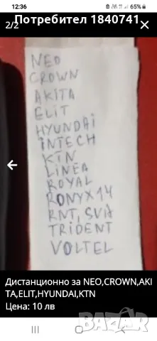 Дистанционно за NEO,CROWN,AKITA,ELIT,HYUNDAI,KTN, снимка 2 - Дистанционни - 39702929