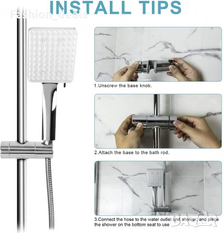 Нов универсален комплект за баня Душ глава с маркуч и стойка Хром, снимка 4 - Други стоки за дома - 34849405