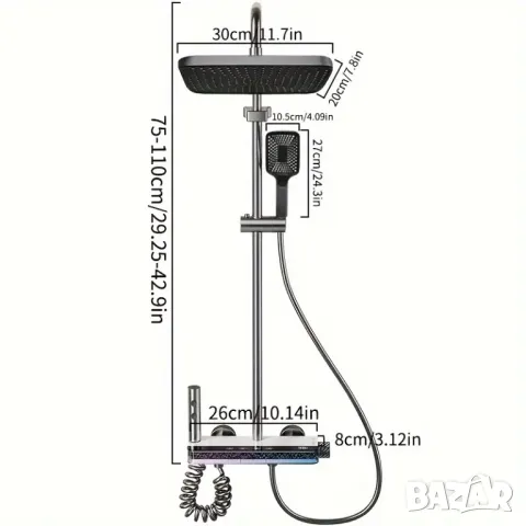 🚿 Луксозна Душ Система с LED Осветление и Екран, снимка 2 - ВИК - 47943647