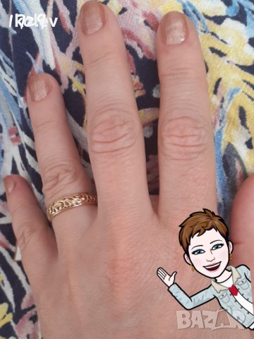 Златна халка в ретро стил 2.35 грама/размер №58-59, 14 карата, снимка 4 - Пръстени - 24838561