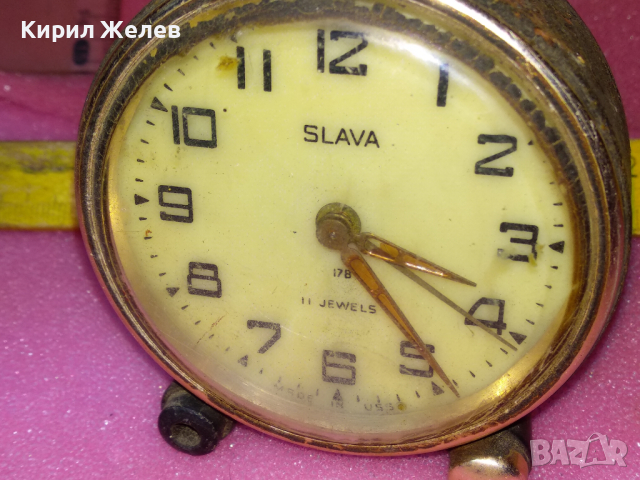 SLAVA MADE in USSR Стар КОЛЕКЦИОНЕРСКИ РУСКИ БУДИЛНИК МЕХАНИЧЕН НАСТОЛЕН ЧАСОВНИК СЛАВА СССР 43040, снимка 5 - Антикварни и старинни предмети - 44548994