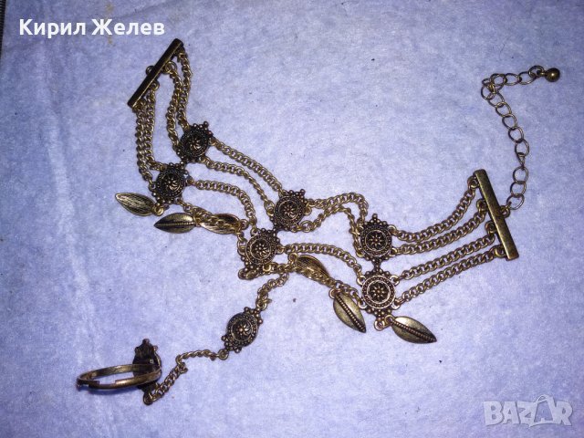 БРОНЗИРАН ОСМАНСКИ ЕТНОГРАФСКИ СТИЛ ОРНАМЕНТИРАН НАКИТ за РЪКА - ГРИВНА с ПРЪСТЕН 28676, снимка 10 - Гривни - 41395818