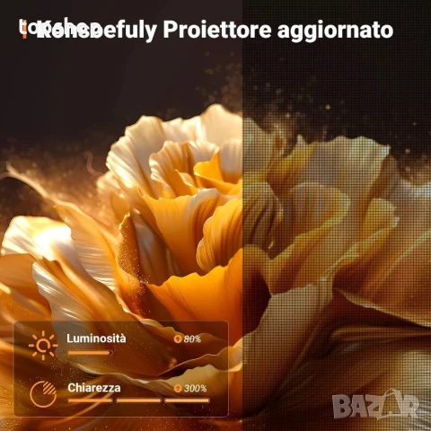 НОВ Преносим проектор Konsoefuly -до 200 инча, full hd 1080P, 15000 Lux, ±30° Keystone, 50% Zoom..., снимка 6 - Плейъри, домашно кино, прожектори - 50503843