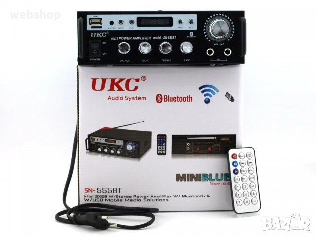 Караоке, блутууд, домашен, аудио усилвател SN-555BT, FM, SD, USB, BLT, 2x120W, 220V, снимка 2 - Караоке - 33933332