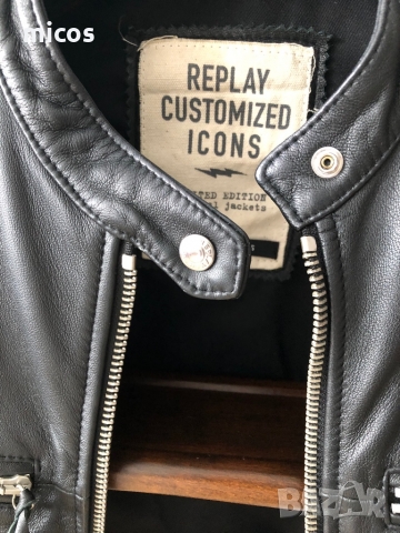 395 лв до 30.11!Replay,марково оригинално естествена кожа яке, снимка 12 - Якета - 36070060