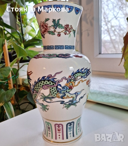 Порцеланова ваза-The dance of the CELESTIAL DRAGON, снимка 2 - Вази - 52996627