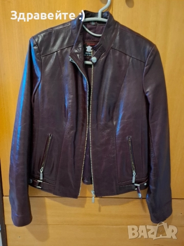 Кожено Яке цвят бордо XL