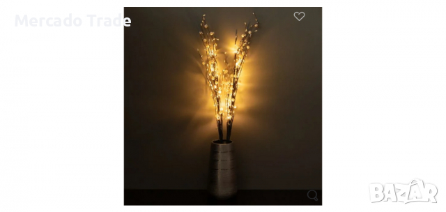 Декоративни клонки, Бели перли с 16 LED бели лампички - 2 бр. , снимка 3 - Декорация за дома - 36137480