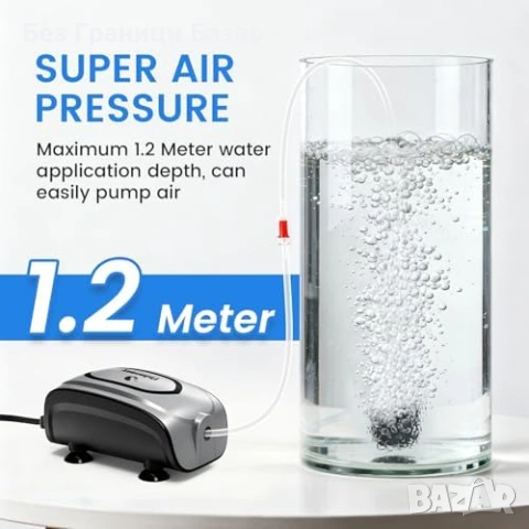 Нов Мини аератор за аквариум 3W 180L/H с въздушен камък и маркуч Помпа, снимка 5 - Оборудване за аквариуми - 53824207