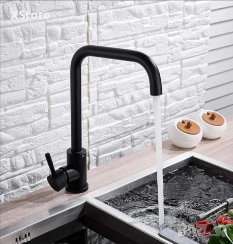 Едноръкохватков кухненски кран неръждаема стомана 360° въртящ се смесител за мивка, снимка 8 - Смесители - 52588546