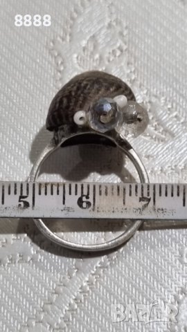 Сребърен пръстен с охлюв , снимка 8 - Пръстени - 44406424