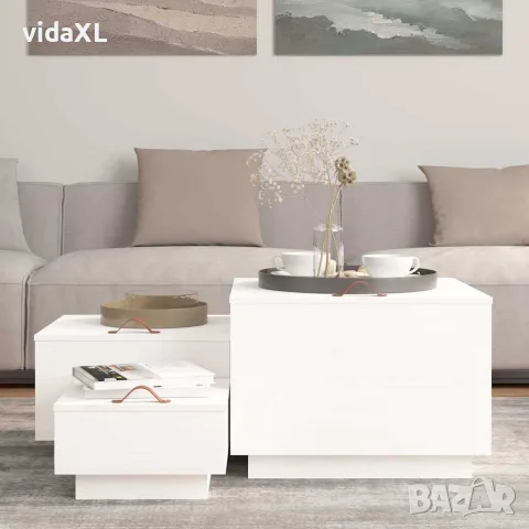 vidaXL Кутии за съхранение с капаци 3 бр бели борова дървесина масив, снимка 3 - Кутии за съхранение - 56148969