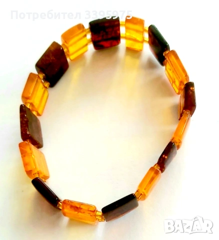 Гривна от естествен полиран кехлибар, снимка 2 - Гривни - 53580916