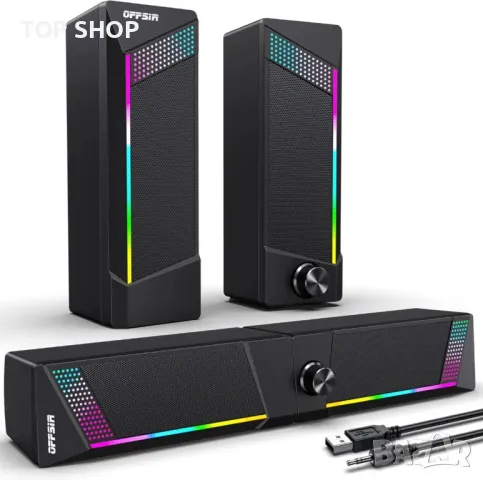 Компютърни високоговорители EnjoyNest, RGB високоговорители, USB захранване, 3,5 mm Aux