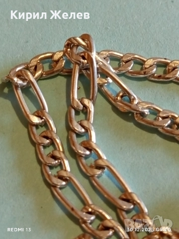 Сребърен ланец плетка тип ФИГАРО класически изчистен дизайн майсторска изработка 31119, снимка 2 - Колиета, медальони, синджири - 52933386