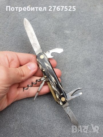 Стар Немски мултифункционален нож джобен острие риболов къмпинг туризъм, снимка 3 - Ножове - 42611104