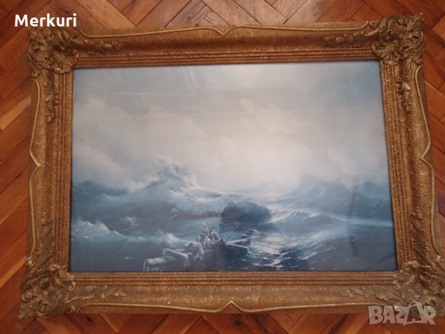 Красива литография ”Корабокрушение”, снимка 2 - Антикварни и старинни предмети - 34141078