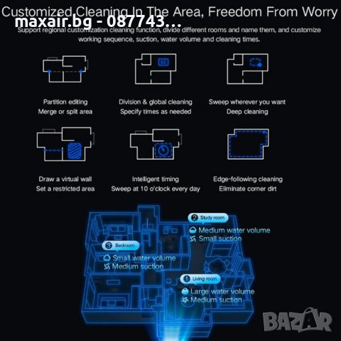 Xiaomi LYDSTO R1 Pro - бял * Гаранция 2 години * Безплнатна доставка, снимка 7 - Прахосмукачки - 40143293