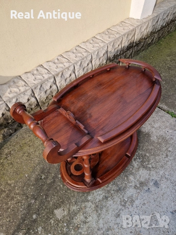 Страхотна антикварна белгийска количка за сервиране масив дърворезба , снимка 5 - Антикварни и старинни предмети - 52653390