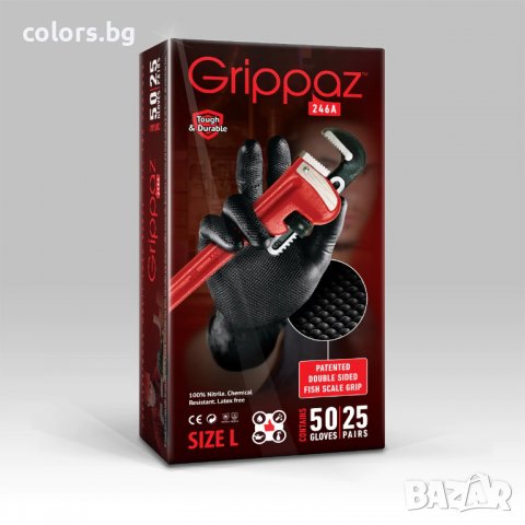 Работни, нитрилни ръкавици Grippaz Black -  кутия 50 бр., снимка 2 - Други ремонти - 38900992