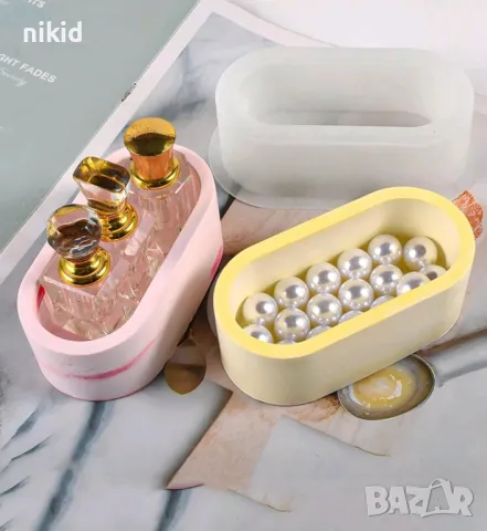 3D Висок Елипс саксия органайзер силиконов молд форма калъп смола сапун гипс шоколад саксия, снимка 6 - Форми - 27183763