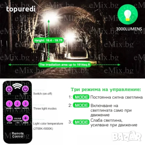 АКЦИЯ ХОТ Двойна соларна лампа 1800W, снимка 8 - Соларни лампи - 50733587