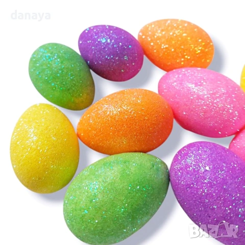 6437 Декоративни великденски яйца с брокат – 10 броя, 5 см, снимка 2 - Декорация за дома - 53667467