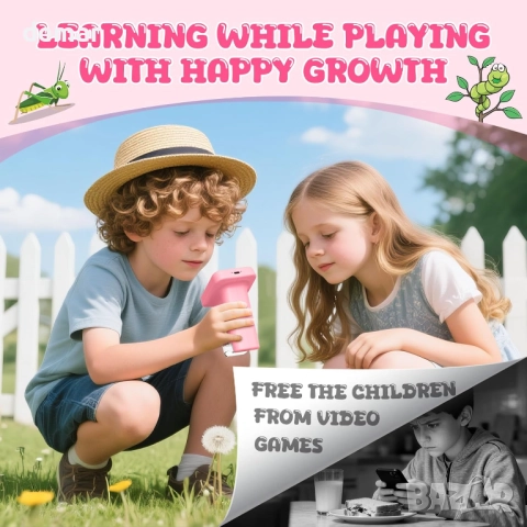 Yidoroye Цифров микроскоп за деца с 2.0" HD екран, 6-12 години, розов, снимка 4 - Образователни игри - 51877383