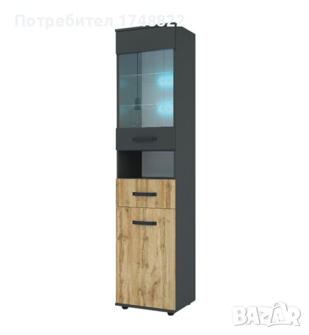 Модулна система " ВИВА" за дневна антрацит/дъб вотан, снимка 6 - Секции и витрини - 42373742