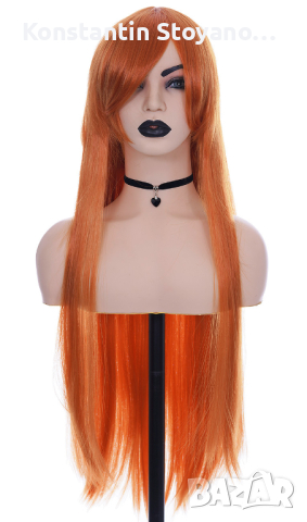 Аниме оранжева 100 см перука, снимка 2 - Аксесоари за коса - 44919393