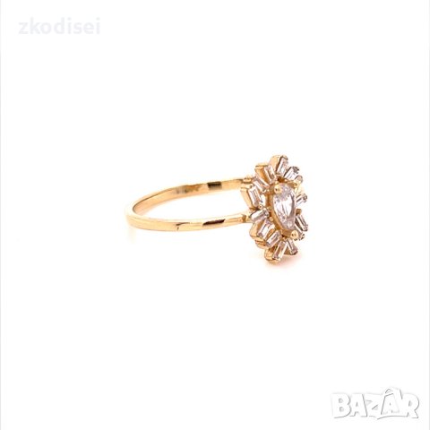 Златен дамски пръстен 1,68гр. размер:56 14кр. проба:585 модел:20132-6, снимка 2 - Пръстени - 42615869