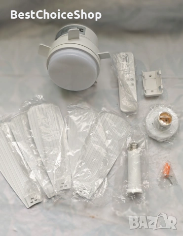 VARICART вентилатор с осветление Е27, дистанционно управление 2000LM димируем LED – 15-20㎡, снимка 2 - Лед осветление - 53731338