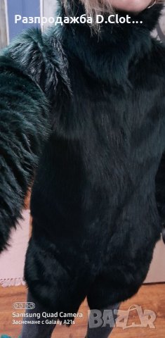 Тъмно зелено палто с косъм XS/S , снимка 5 - Палта, манта - 32496116