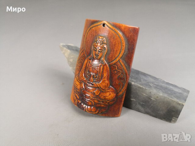 Гуанин Бодхисатва ??? БУДА ??? АЗИАТСКА БОГИНЯ МЕДАЛЬОН КОСТ КОКАЛ ТАЛИСМАН , снимка 3 - Антикварни и старинни предмети - 41406869