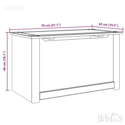vidaXL Ракла за съхранение с капак PANAMA 79x42x46 см бор масив, снимка 9 - Скринове - 56147514
