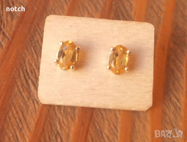 Златни обеци с цитрини, снимка 4 - Обеци - 41694317