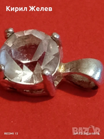 Сребърна висулка с фасетиран планински кристал елегантен дизайн 53051, снимка 5 - Колиета, медальони, синджири - 53410194