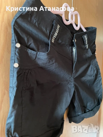 Къси гащи – черни с камъчета и капси, снимка 5 - Къси панталони и бермуди - 53728294