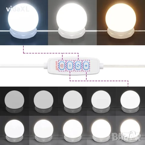 vidaXL Тоалетка с LED лампи, черна, 90x42x132,5 см, снимка 9 - Тоалетки - 56148152
