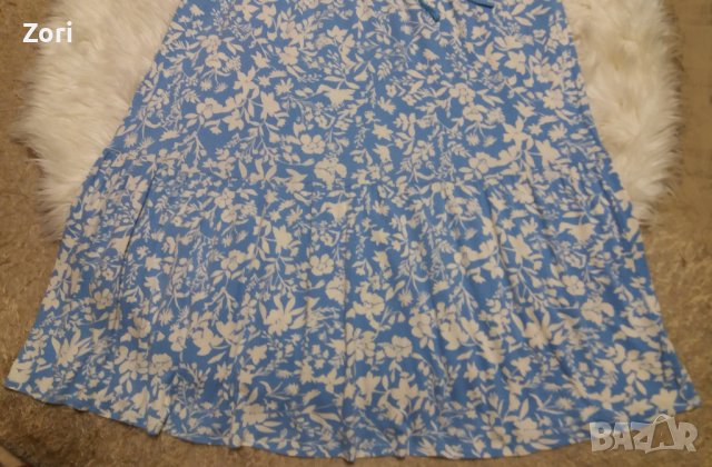 Дълга рокля- синя на бели цветя  - ХЛ/2ХЛ/3ХЛ размер , снимка 3 - Рокли - 42266633