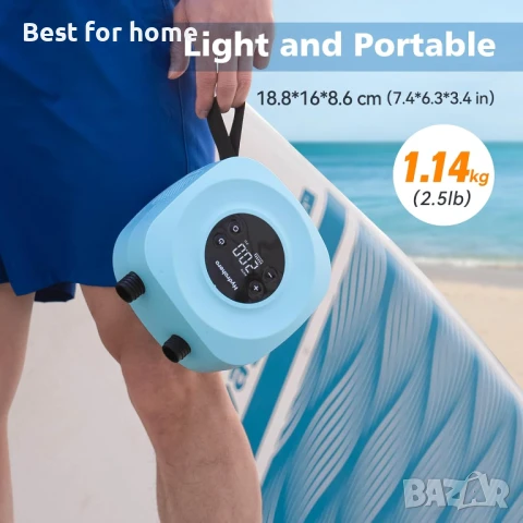 Електрическа акумулаторна помпа за SUP Hydrohero- 20PSI, снимка 4 - Водни спортове - 51304941