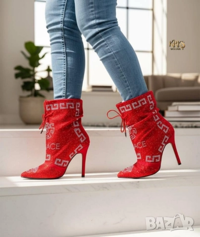 дамски боти на ток versace miu miu chanel , снимка 11 - Дамски боти - 52031515