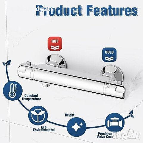 Нов MORADO Луксозен термостатичен стенен душ смесител Дом , снимка 6 - Други стоки за дома - 42446383