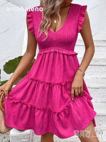 Нова модна лятна едноцветна рокля , снимка 3 - Рокли - 41121725