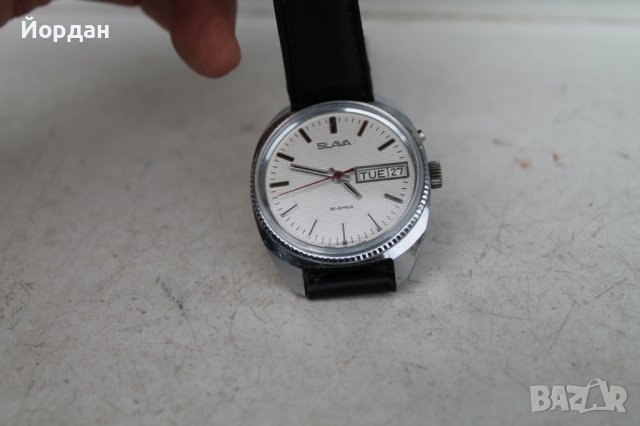 СССР мъжки часовник ''Слава'' 37 мм 26 камъка, снимка 8 - Антикварни и старинни предмети - 39376498