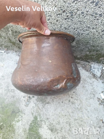 Голямо медно гърне/кашпа/саксия, снимка 3 - Декорация за дома - 51306021