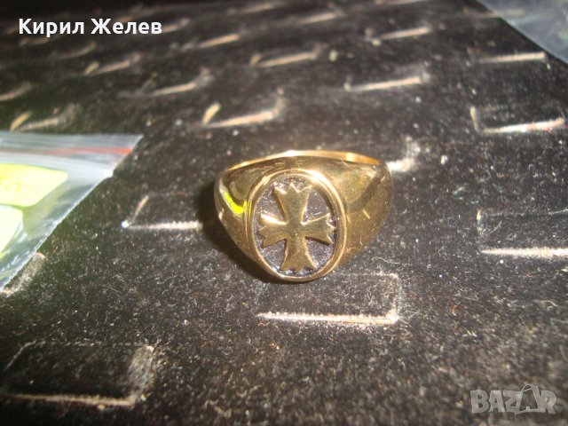СТОМАНЕН ПОЗЛАТЕН с КРЪСТ МОДЕН КРАСИВ СТИЛЕН ПРЪСТЕН 25024, снимка 7 - Пръстени - 34552458