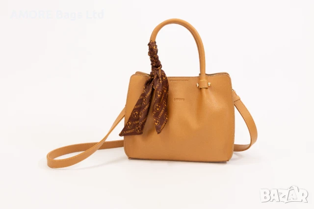 Класическа дамска чанта AMORE Francesca - Dark biege, снимка 6 - Чанти - 50657927
