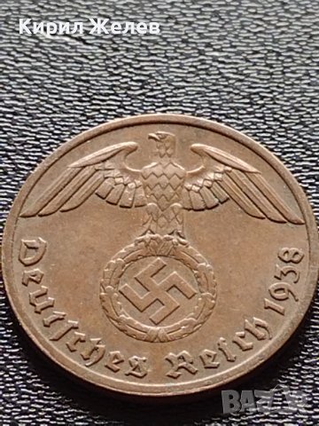 Две монети 1 райхспфенинг 1938г. Трети райх с СХВАСТИКА редки за КОЛЕКЦИЯ 37767, снимка 6 - Нумизматика и бонистика - 40637991